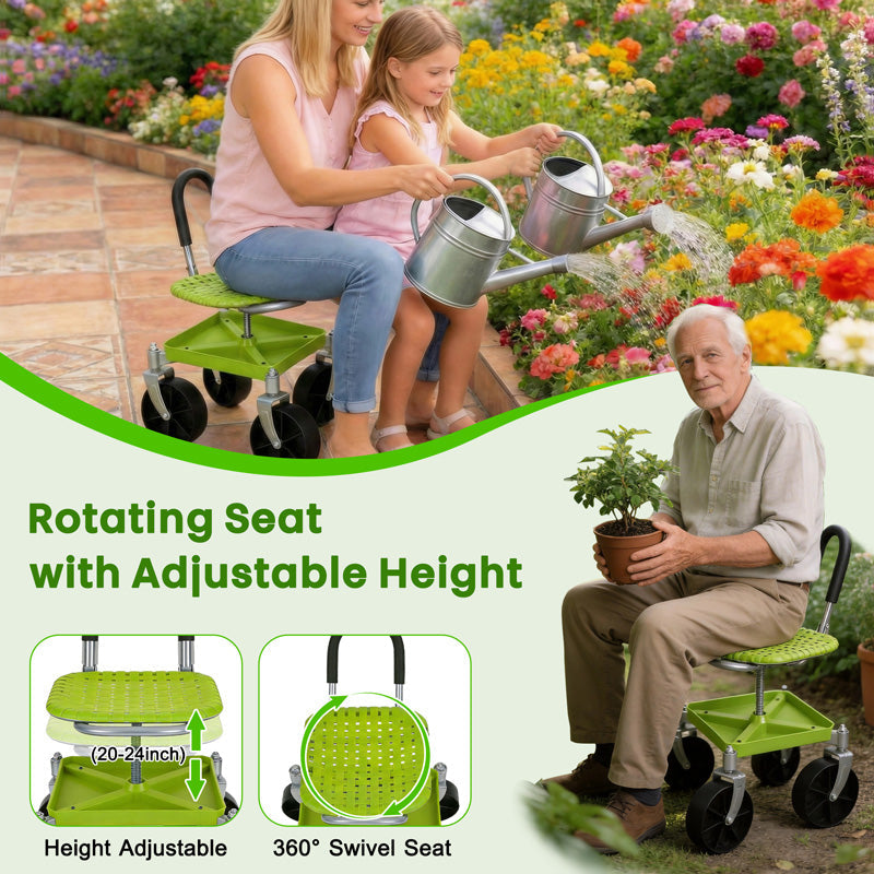 itoolmax garden rolling cart seat 20 24inch hight adjustable