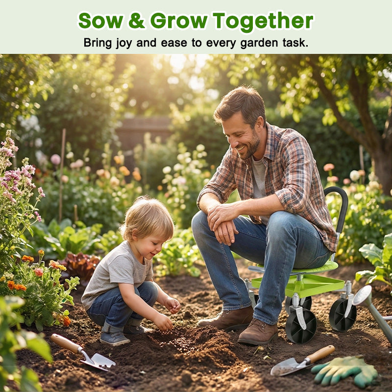 itoolmax garden rolling cart seat with sow gorw together